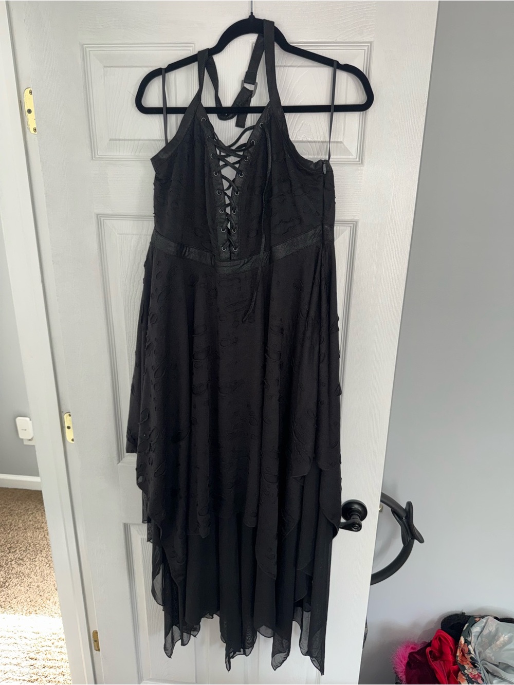 Killstar Black Lace-Up Halter High-Low Dress